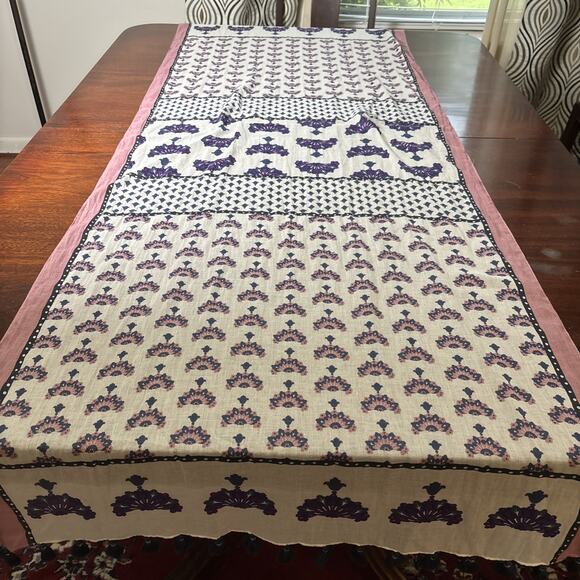 Loft Sheer‎ Cotton Long Scarf Tassel Boho Indie Cottage Ivory Blue Pink 28X72 - Picture 4 of 5